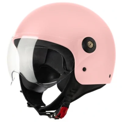 Abbildung von VINZ Duoro Roller Helm Jet Mopedhelm Herren und Damen in Gr. XS XXL Jethelm mit Visier ECE 22.06 Zertifiziert Motorradhelm Erhältlich Rosa