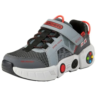 Abbildung von Skechers Boys Sneaker, Grey Synthetic/Black Textile/Multi Trim, 43 EU