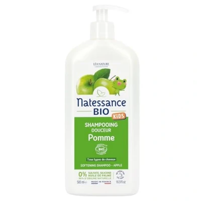 Abbildung von Natessance Kids Apfel Shampoo zertifiziert Bio Cosmos Organic Pumpflasche 500 ml