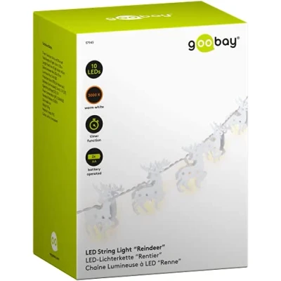 Abbildung von goobay 58117 10er LED Zuckerstangen Lichterkette, Zuckerstäbe, Candy Cane Weihnachtsbeleuchtung, warm weiß leuchtend, Timerfunktion, rot, weiß, Klar