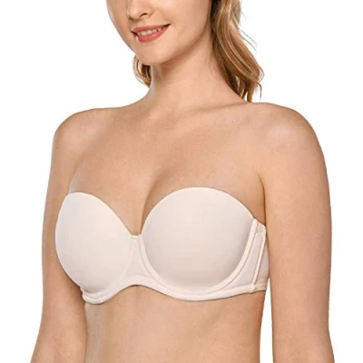 Abbildung von DELIMIRA Damen Trägerloser BH mit bügel Große Größen Seamless Dirndl Geformte Cups Rose White 95F