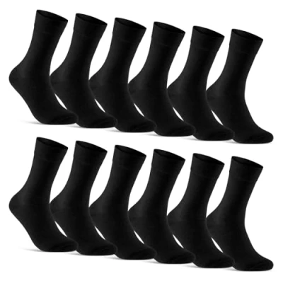Abbildung von 12 Paar Socken Herren Schwarz Business Baumwolle Herrensocken 70203T (Schwarz 35 38)