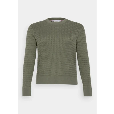 Abbildung von Tommy Hilfiger Curve Cable FINE Strickpullover, Damen, Größe: 50, Green