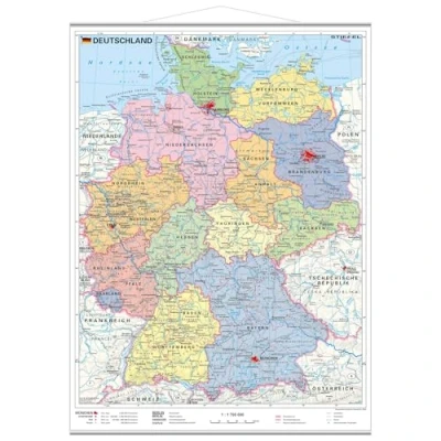 Abbildung von Deutschland politisch. Wandkarte laminiert mit Metallleiste