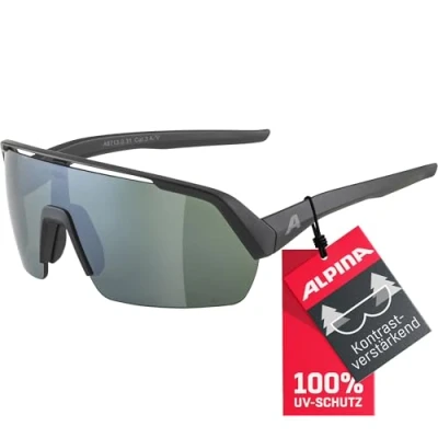 Abbildung von Alpina Unisex Erwachsene, TURBO HR Q LITE Sportbrille, black matt/silver, One Size
