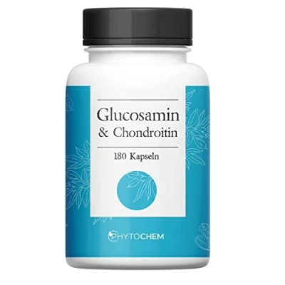 Abbildung von Phytochem Glucosamin und Chondroitin 180 Kapseln, hochdosiert, 2700 mg pro Tagesdosis, ohne Zusatzstoffe laborgeprüft