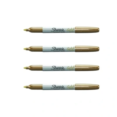 Abbildung von Sharpie Metallische Permanentmarker, goldfarben, feine Spitze, 4 Stück