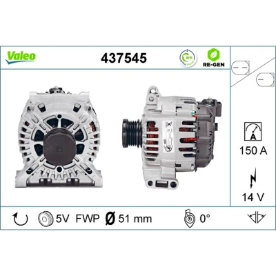 Abbildung von VALEO 437545 Lichtmaschine 14V 150A MERCEDES BENZ: A Class, B C Class Saloon