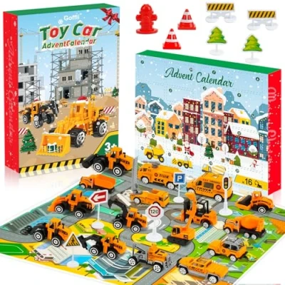 Abbildung von Adventskalender Kinder, 2024 Kinder Auto Spielzeug ab 3 4 5 6 Jahre Junge Mädchen Weihnachtskalender Weihnachtsgeschenke zum Befüllen Baustelle Fahrzeug Geschenk für