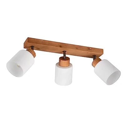 Abbildung von TRIO Leuchten Deckenstrahler »Assam«, 3 flammig, Leuchtmittel E14 ohne Leuchtmittel, Spot flg. Naturholz, exkl 3xE14 max 25W, Glasschirm weiß schwenkbar