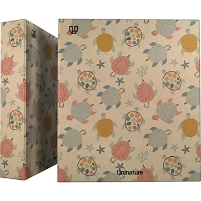 Abbildung von Unipapel Ringbuch aus recyceltem Kraftpapier A4 4 gemischte Ringe 40 mm Uninature Design Schildkröten FSC Recycled 100%