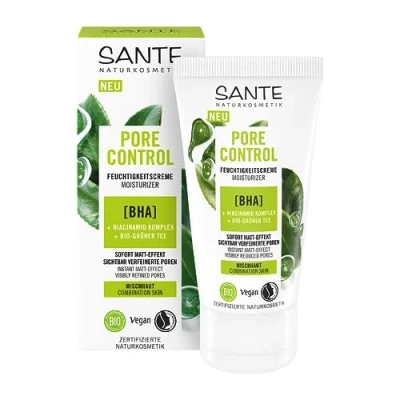 Abbildung von SANTE Naturkosmetik Pore Control BHA Feuchtigkeitscreme, mit mattierendem Bio Grüner Tee, &amp; Niacinamid Komplex, vegane Tagescreme für Mischhaut, porenverfeinernde Gesichtspflege, 50ml
