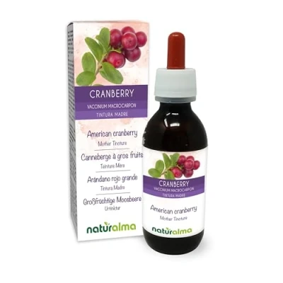 Abbildung von Großfrüchtige Moosbeere oder Cranberry (Vaccinium macrocarpon, Oxycoccus macrocarpos) Früchte Alkoholfreier Urtinktur Naturalma Flüssig Extrakt Tropfen 120 ml Nahrungsergänzungsmittel Veganer