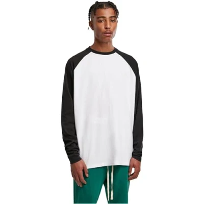 Abbildung von Urban Classics Organic Oversized Raglan Longsleeve Langarmshirt, Herren, Größe: Large, White/black
