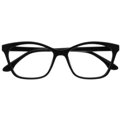 Abbildung von OPULIZE KAT Lesebrille Cat Eye Katzenaugen Fassung Schwarz Glänzend Herren &amp; Damen Federscharniere R59 1 +2.50
