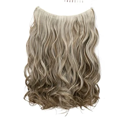 Abbildung von CAISHA 50cm 1 Tresse Extension mit Gummiband Extensions Haarverlängerung Haarteil Gewellt Hellbraun Hellblond Strähnen E123