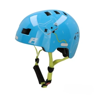 Abbildung von Fischer BMX Fahrradhelm Plus Radhelm, Dirt Bike Helm mit integriertem LED Rücklicht, Game/hellblau, S/M, 54 58cm