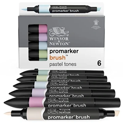 Abbildung von Winsor &amp; Newton 0290125 ProMarker Brush 6 Farben Set Pastell Töne