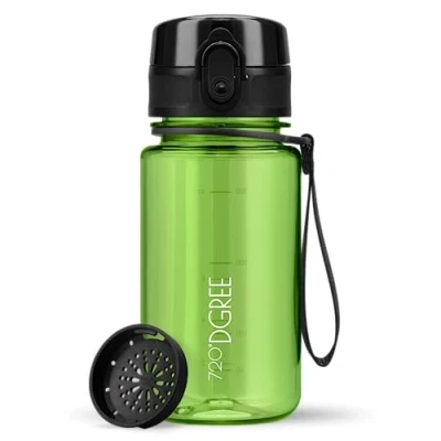 Abbildung von 720DGREE Kinder Trinkflasche 350ml “uberBottle“ crystalClear +Sieb BPA Frei, Auslaufsicher Für Schule, Kindergarten, Mädchen &amp; Jungs ab 3 Jahre Kleine Wasserflasche Leicht, Stoßfest