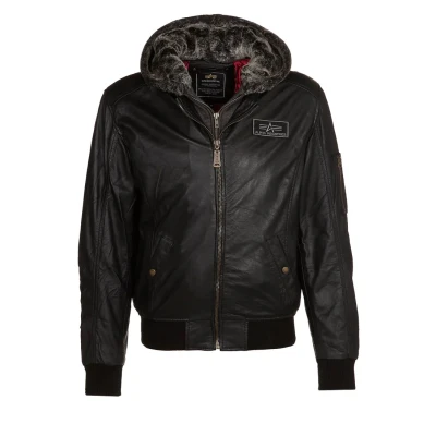 Abbildung von Alpha Industries MA1 DTEC Leather Lederjacke, Herren, Größe: Medium, Black