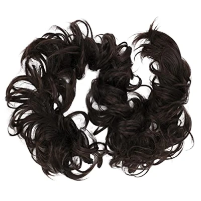 Abbildung von CAISHA XXL Haarteil Haargummi Hochsteckfrisuren Voluminös Gelockt Unordentlich Dutt Dunkelbraun HW7