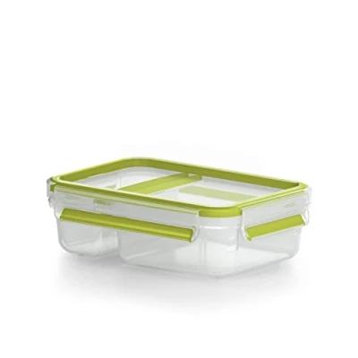 Abbildung von Emsa 518103 Clip &amp; Go Yoghurtbox 0,6 L Mit Knick Ecke To 100 % dicht Frische Dichtung, Grün