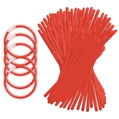 Abbildung von UV Floor 100 Neon Armband Knicklichter Rot + Verbinder Premium Qualität Leuchtendes Zubehör Neonlicht Party Kostüme Neonrot