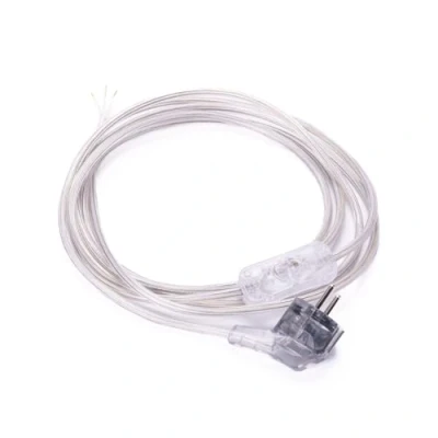Abbildung von ORION LIGHTSTYLE Netzkabel Schuko Stecker an offenes Ende m. Schnurschalter Kabel Schalter Anschluss Zuleitung (3,1m, transparent)