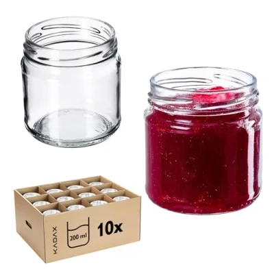 Abbildung von KADAX Einmachgläser 200 ml 10er Set, Dessertgläser fi66 Marmeladengläser mit Twist Off Deckel, Luftdicht &amp; Spülmaschinenfest, Dickwandiges Glas