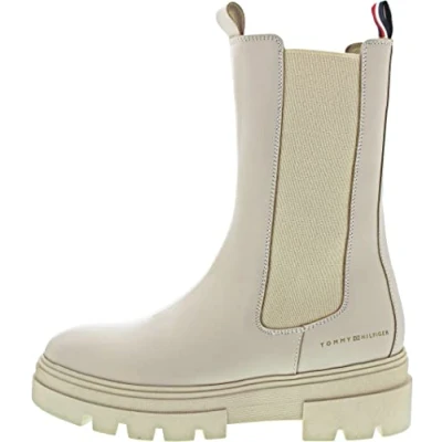 Abbildung von Tommy Hilfiger Damen Low Boot Stiefel Monochromatic Chelsea Stiefeletten, Beige (Classic Beige), 40
