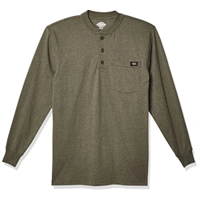 Abbildung von Dickies Herren Long Sleeve Heavyweight Henley Shirt, Military Green Single Dye Heather, Mittel