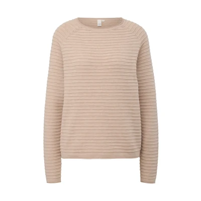 Abbildung von QS by s.Oliver MIT Strukturmuster Strickpullover, Damen, Größe: XS, Sandfarben