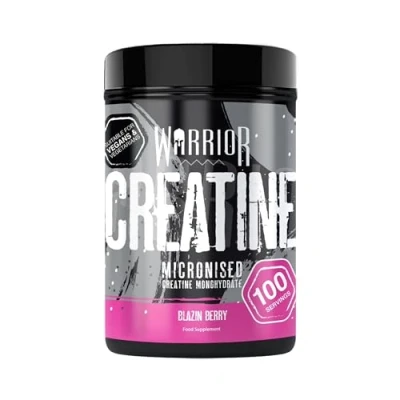 Abbildung von Warrior Kreatinpulver Monohydrat 500 g (100 Portionen) mikronisiert für einfaches Mischen und Einnehmen verbessert die körperliche Leistung/Erholung keine Tabletten (Blazin Berry)