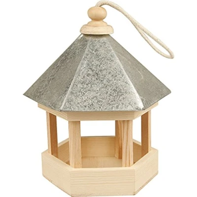 Abbildung von Creativ 577300 Vogelhäuschen aus Holz, sechseckig, 22 x 18 16,5 cm, mit Zinkdach, Kiefer