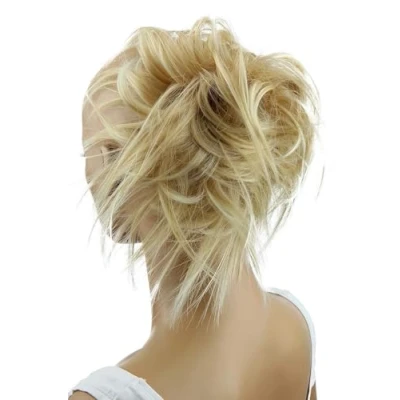 Abbildung von CAISHA Jumbo Haarteil Haargummi Dutt Flora Hochsteckfrisuren Brautfrisuren Natürlich Gewellt Unordentlich DM17cm Hellblond G5F