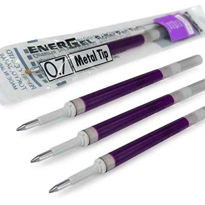 Abbildung von Nachfüllminen von Pentel, 4 Stück, für Energel Xm, BL77/BL57/BL37, 0,7 mm, Metallmine, lila