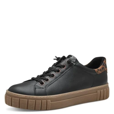 Abbildung von MARCO TOZZI Damen Plateau Sneaker Freizeit Vegan, Schwarz (Black/Leo), 38 EU