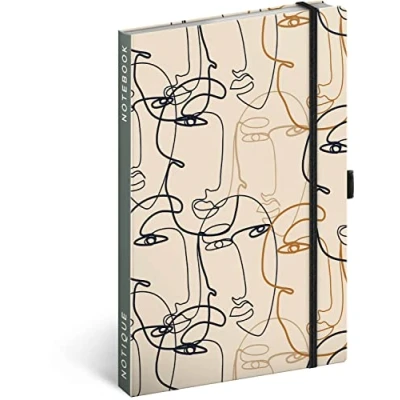 Abbildung von Notizbuch Liniert mit Gummiband 13x21cm ca. A5, Hardcover Notebook, Notizblock, Notizheft, Journal, Tagebuch für Erwachsene, Damen (Gesicht)