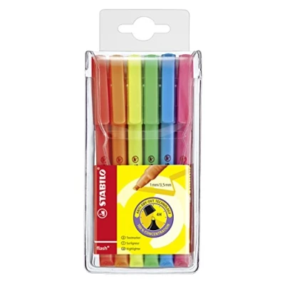 Abbildung von Textmarker STABILO flash 6er Pack mit 6 verschiedenen Farben