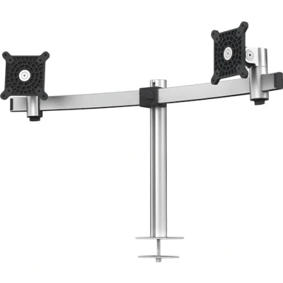 Abbildung von Durable Monitor Halterung 2 Monitore mit Tischdurchführung, für VESA Bildschirme 21 27&quot;, 360 drehbar, neigbar, höhenverstellbar, silber, 508623