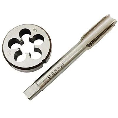Abbildung von M13 x 1,25 Silber HSS metrisches Gewindeschneider Set und Rundgewinde Schneideisen Rechtshänder Kegel.