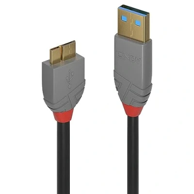 Abbildung von LINDY 36767 2m USB 3.0 Typ A an Micro B Kabel, Anthra Line