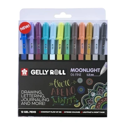 Abbildung von SAKURA Gelly Roll Moonlight Fine Gel Kugelschreiber, Größe 6 (0,35 mm), fluoreszierend, 12 Stück