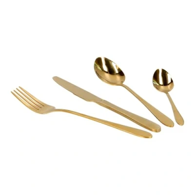Abbildung von HOMLA Abele Besteckset für Vier Personen 16 teilig Edelstahl Hygienisch Elegant Leicht zu Reinigen Gold