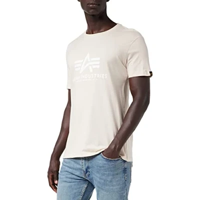 Abbildung von Alpha Industries Herren Basic T Shirt, Blickdicht, Jet Stream White/White, S