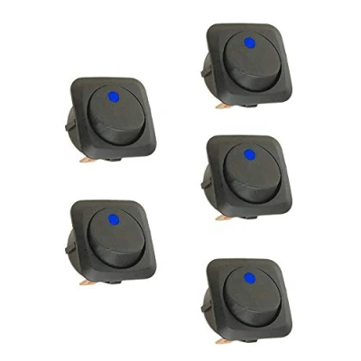 Abbildung von Mintice 5 Stück 12V 25A KFZ Schalter EIN/AUS Wippenschalter Beleuchtet Blau 25mm