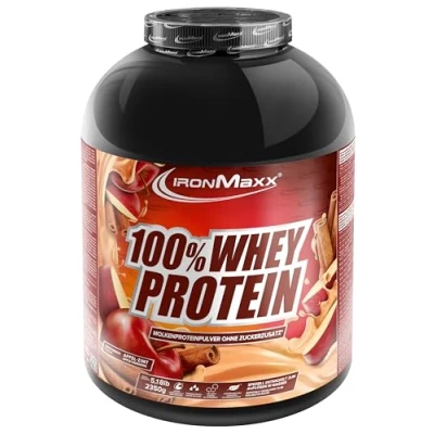 Abbildung von 100% Whey Protein Pulver 2350g Apple Cinnamon Leckerer High Shake, 37g Eiweiß pro Portion, Power Drink für intensives Muskel Training, Mit BCAAs und EAAs