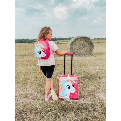 Abbildung von Heys Kofferset »Super Tots, 46 cm, Einhorn«, (Set, 2 tlg., Kinderkoffer und Rucksack), x Joachim Llambi Kindertrolley Kinder Reisegepäck