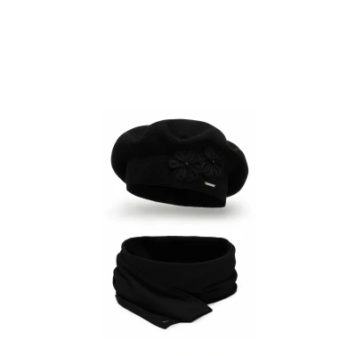 Abbildung von Vivisence 7007 Beret AND Scarf SET Schal, Damen, Größe: One Size, Black
