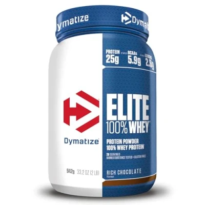 Abbildung von Dymatize Elite 100% Whey Rich Chocolate 942g High Protein Low Sugar Pulver + und BCAAs
